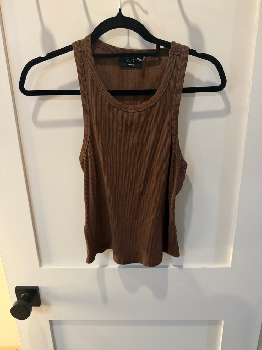 VICI Brown Ribbed Scoop Neck Tank